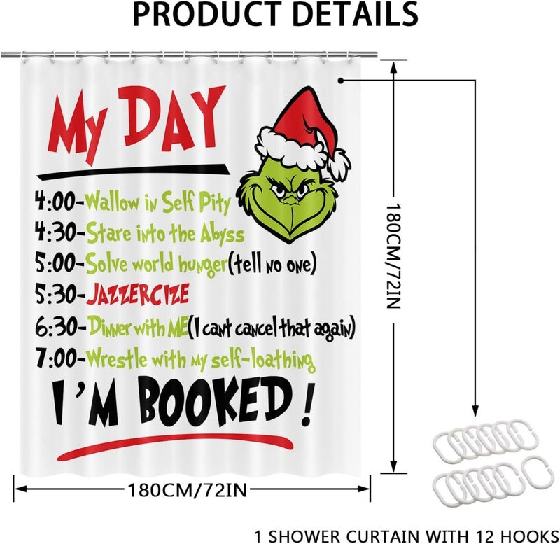 SHOCAWS Christmas Shower Curtain 72x72 Inches - Polyester Fabric with Weighted Hem Design, Includes 12 Hooks, Xmas Holiday Bathroom Decor - Image 4